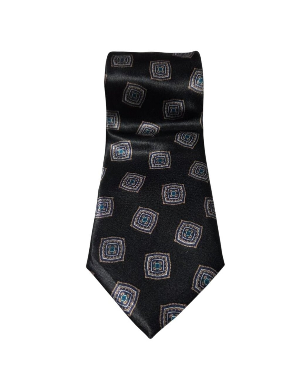 Etienne Aigner Tie Black Geometric Pattern Mens Necktie Classic Office Career